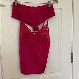Elegant Pink Lace Camisole and Panty Set